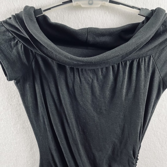 Pam & Gela Off the Shoulder Black Dress Side Ruching Size Small NWT Baddie - Picture 4 of 11